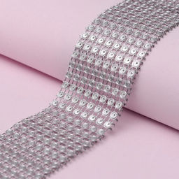 Лента с имитацией страз, 4 см, 9±1 м, цвет серебряный