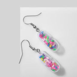 Серьги Капсулы, разноцветные в серебре - Queen fair фото 2