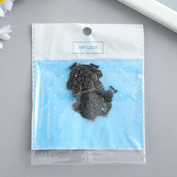 Цена за 6 шт. Петля для шкатулки с крепежом металл «Узорная с цветами», под бронзу, 5.3×2.8 см