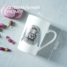 Кружка фарфоровая Доляна Зайка, 380 мл, цвет белый фото 3