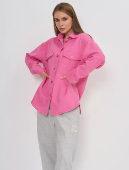 K11862 Джинсовая рубашка OVER SIZE РОЗОВЫЙ