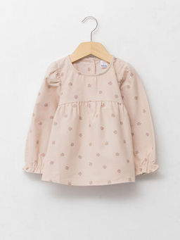 Bisiklet Yaka Uzun Kol Desenli K?z Bebek Bluz