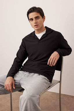 Siyah Oversize Polo Yaka D_z _rme Polo Yaka T-shirt TMNAW25PO00001