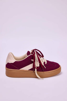Bordo Iki Bagc?kl? Cift Kullan?ml? Kad?n Retro Spor Ayakkab? TAKSS25SN00009