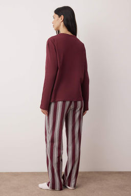 Trendyolmilla Antrasit %100 Pamuklu Cizgili Orme Pijama Tak?m? THMAW25PT00188  фото 12