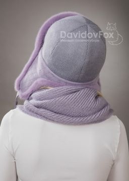 Комплект ушанка трикотаж экомех чертополох косынка