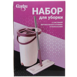 Набор для уборки "Селфи" Золушка (ведро с отжимом, швабра, две насадки) в цветной коробке ZY018