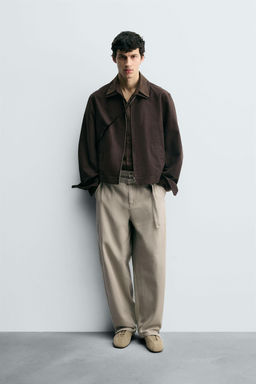 BELTED WIDE-LEG BALLOON FIT TROUSERS