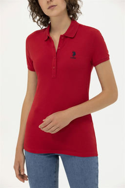 U. S. Polo Assn Женская красная базовая футболка с воротником-поло - U.s. polo assn фото 13