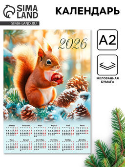Цена за 20 шт. Календарь 2026 настенный «Белка», А2