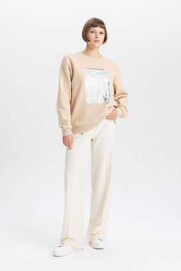 Толстый свитшот Relax Fit с круглым вырезом - Defacto фото 2