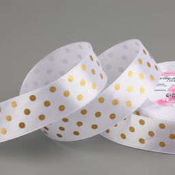 Лента атласная с тиснением «Горох», 25 мм, 23±1 м, белая №01