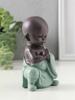 Сувенир полистоун "Маленький будда - медитация" зелёно-коричневый 5,8х7,7х12,3 см