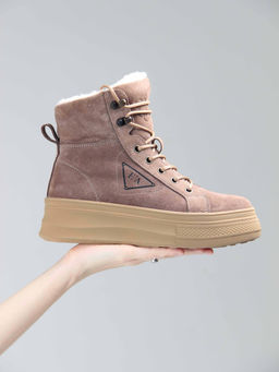 Ботинки 216.warmbr. капучино замша/Байка