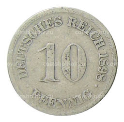 Монета 10 пфеннигов 1898 года D Германия