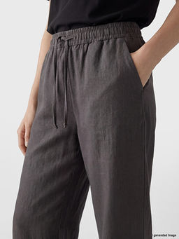 Beli Lastikli Kad?n %100 Keten Pantolon