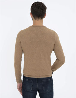 Camel Melanj Slim Fit Bisiklet Yaka Basic Triko Kazak - Pierre cardin фото 4