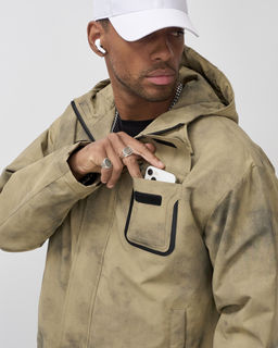 Куртка спортивная мужская весна осень бежевого цвета 25473B