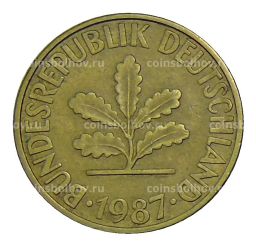 Монета 10 пфеннигов 1987 года G Германия