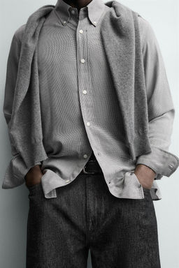 VISCOSE-WOOL BLEND CHECK SHIRT - Zara фото 5