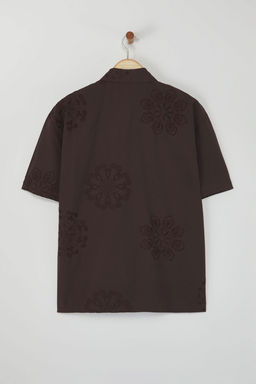 TRENDYOL MAN Limited Edition Kahverengi Regular Fit Nak?s islemeli Brode Gomlek TMNSS25GO00039 - Trendyolmilla фото 6