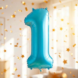 Шар фольгированный 32/81см "Цифра "1" (голубой)