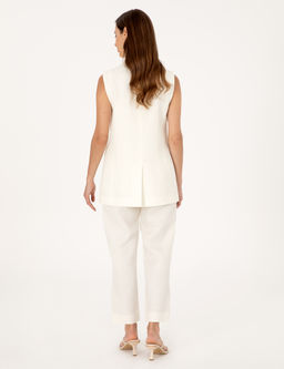 Ekru Carrot Fit Keten Pantolon