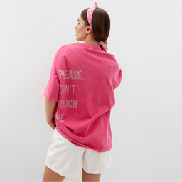 Футболка из вареного хлопка женская Mist Don&apos;t touch me, размер M, розовая