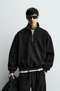 CORDUROY QUARTER-ZIP SWEATSHIRT - Zara фото 2