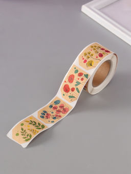 Наклейка бумага крафт Бирки. Цветы, 3?5 см 200 шт., в рулоне