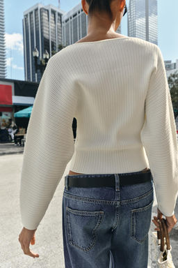 RIB KNIT JUMPER WITH VOLUMINOUS SLEEVES - Zara фото 4