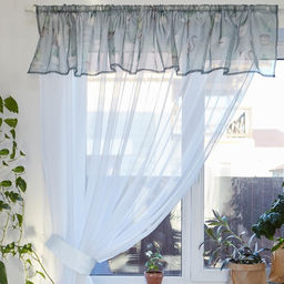 Тюль с подхватом и ламбрекеном Садовая романтика 250х200см, 100% п/э, вуаль