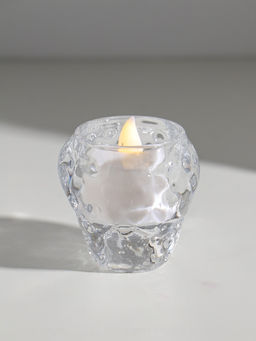 Цена за 2 шт. Подсвечник стекло на 1 свечу "Бутон. Лёд" прозрачный d=3,5 см 6х6х6 см