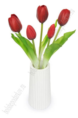Веточка декоративная 33 см, 31 см Тюльпан (5 шт) SF-8137, красный
