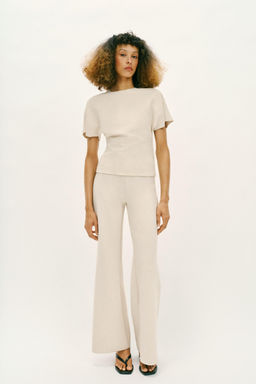 PANTAL?N ANCHO STRETCH / Crudo