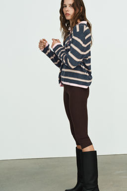 STRIPED COMBINED KNIT POLO SHIRT - Zara фото 17