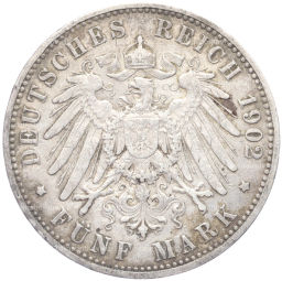 Монета 5 марок 1902 года A Германия (Пруссия)