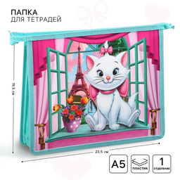 Цена за 2 шт. Папка для тетрадей А5, пластик, на молнии, «Коты»