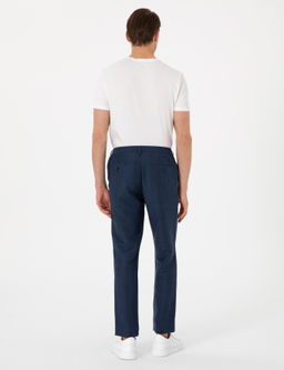 Lacivert Slim Fit Keten Kar___ml_ Pantolon - Pierre cardin фото 4