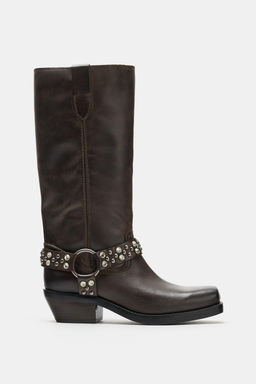 BOTA PLANA APLIQUES PIEL / Marr?n - Zara фото 3