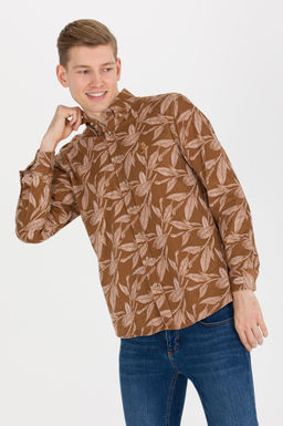 U. S. Polo Assn Мужская рубашка светло-коричневого цвета с длинным рукавом