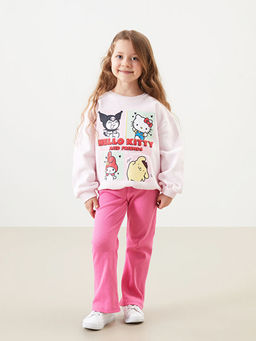 Bisiklet Yaka Hello Kitty Bask?l? K?z ?ocuk Sweatshirt
