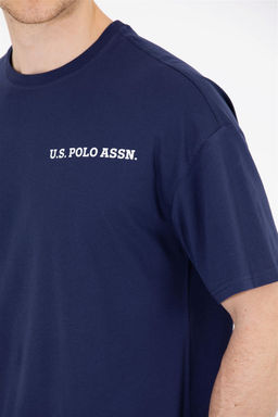 Футболка мужская U.S. Polo Assn оверсайз темно-синяя из хлопка фото 7
