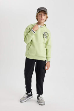 Толстовка оверсайз с капюшоном и принтом для мальчиков - Defacto фото 6
