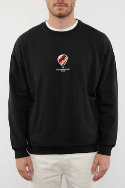 TRENDYOL MAN Oversize/Genis Kesim Bisiklet Yaka Dokulu Nak?s Detayl? Sweatshirt TMNAW25SW00155 - Trendyolmilla фото 3