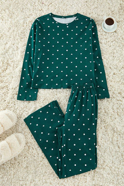 Trendyolmilla Beyaz %100 Pamuklu Puantiye ve Kalpli Orme Pijama Tak?m? THMAW25PT00039