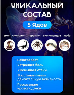 Обезболивающий, согревающий пластырь для спины, суставов и мышц 5 ядов