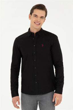 Мужская черная базовая рубашка с длинным рукавом Неожиданная скидка в корзине - U.s. polo assn фото 3