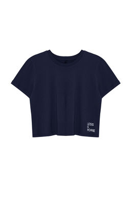 TRENDYOLMILLA Siyah %100 Pamuk Slogan Bask?l? Crop Bisiklet Yaka Orme T-Shirt TWOSS23TS00125  фото 18