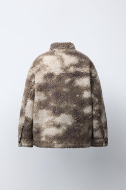 TIE-DYE FAUX SHEARLING OVERSHIRT WITH PATCHES - Zara фото 4